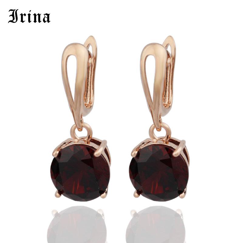

Dangle & Chandelier Irina Promotion Round 7Colour Earrings Women Fashion Noble Wedding Jewelry 585 Rose Gold Natural Zircon