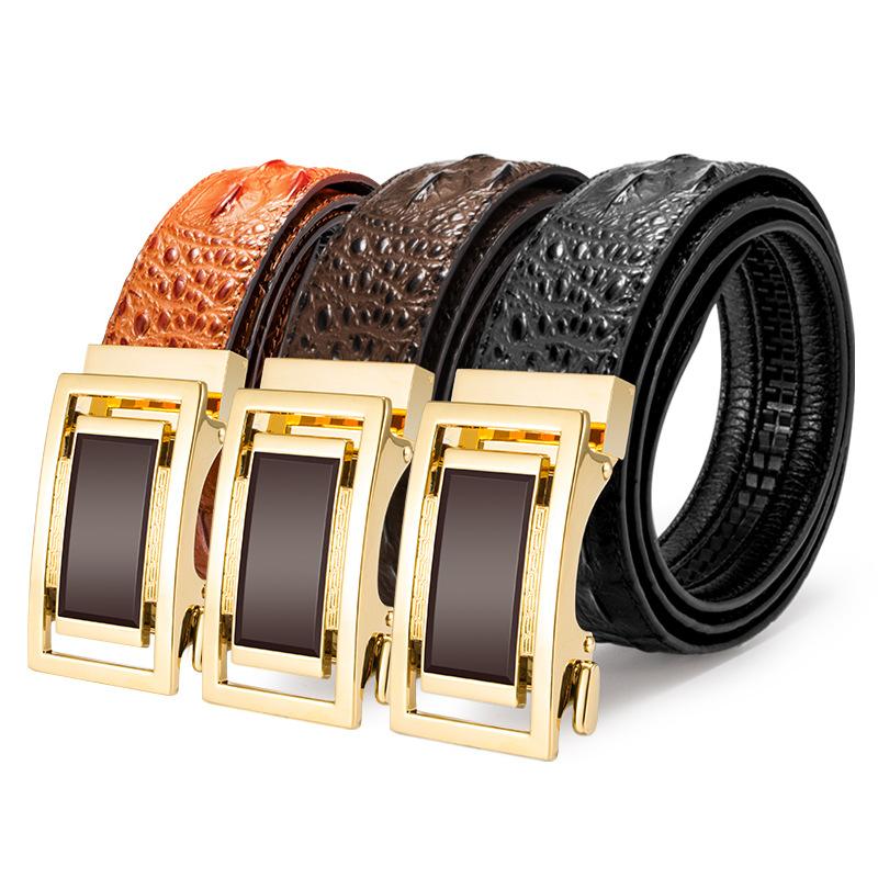 

Belts Embossed Crocodile Pattern Men's Diamond Jade Leather Casual Designer For Men, Black;brown