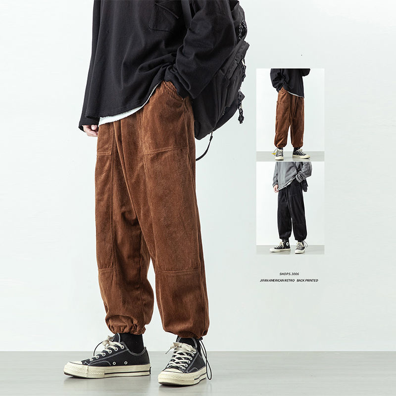 

Masculinas 2021 New Outono-inverno Novo Fino Puro Espartilho Ps Longas Soltas Personalidade Juventude Masculino Wear RWQ6, Brown