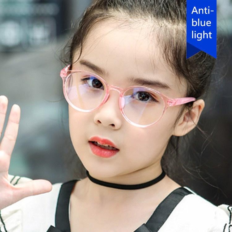 

New children's anti-blue light flat mirror retro round frame Kids goggles frame boy and girl prescription glasses