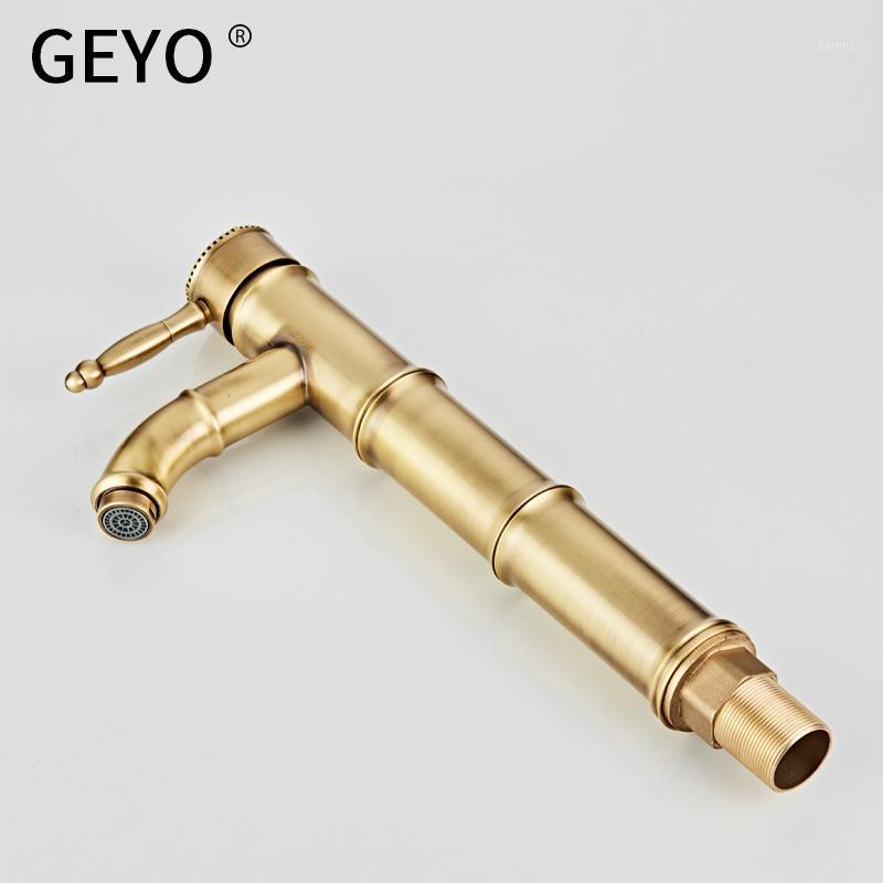 

GEYO Bathroom Faucet Brass Basin Faucets Tap Tall Bamboo Hot Cold Water With Two Pipes Kitchen Outdoor Garden WC Taps1