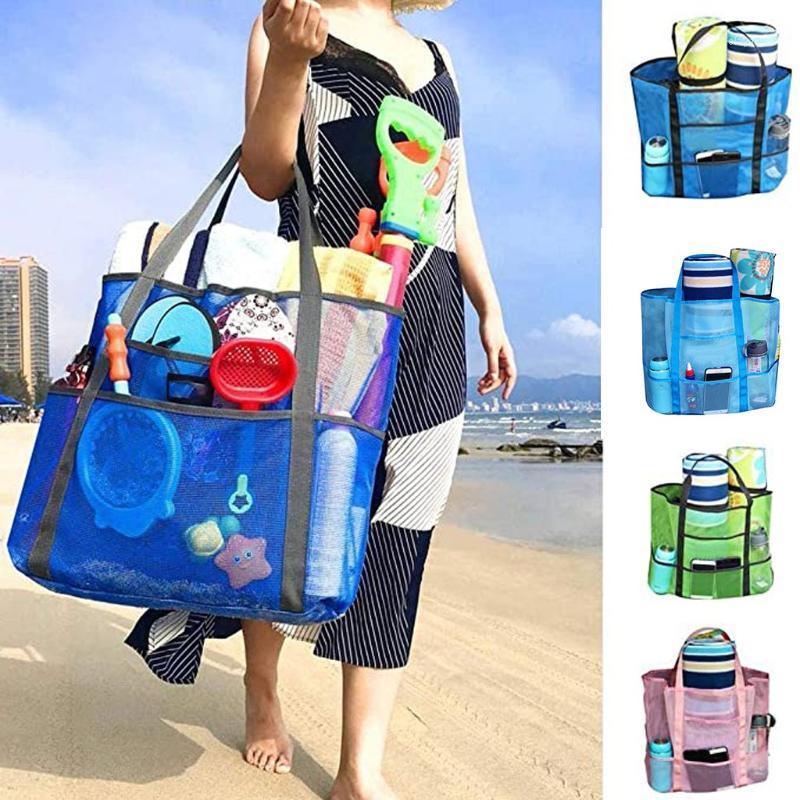

Foldable Mesh Swimming Bag Baskets Storage Bag New Cool Mesh Beach Toiletry And Cosmetic Handbag Outdoor Waterproof Bags1