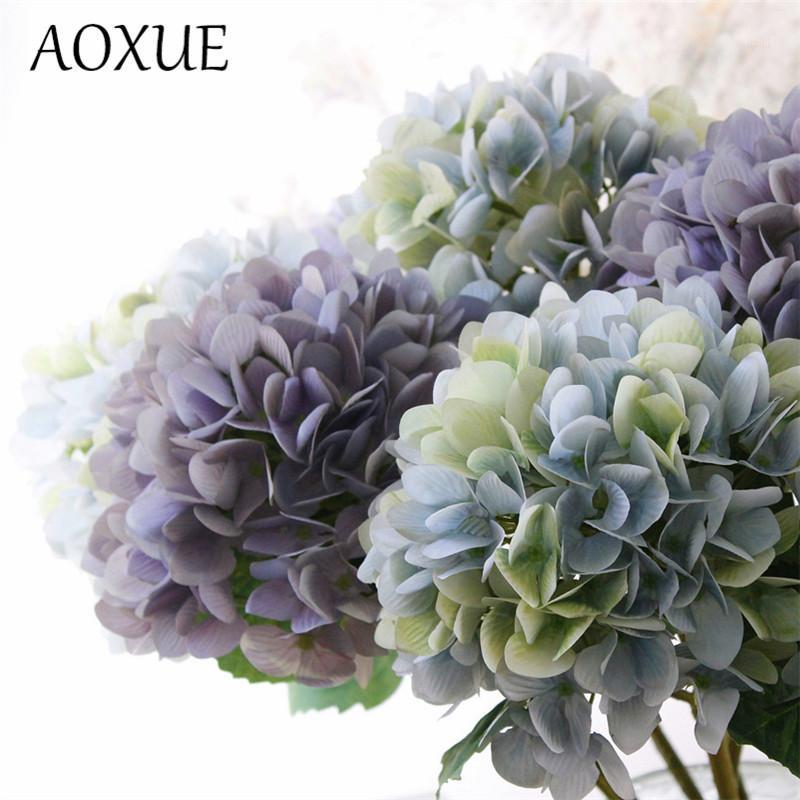 

European-style 3D printing color hydrangea High-grade artificial silk flower Countertop decorative simulation fake hydrangea1, Blue