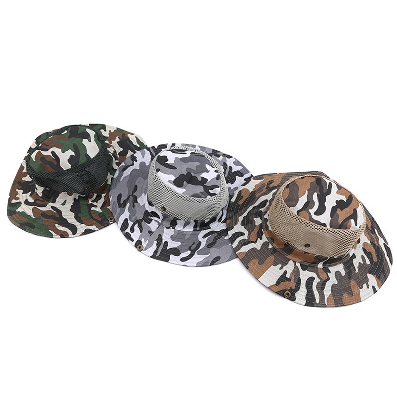 

Camouflage Sun Hats For Men Outdoor Fishing Cap Wide Brim Anti-Uv Beach Caps Bucket Hat Summer Hiking Camping Bone Gorros, Green