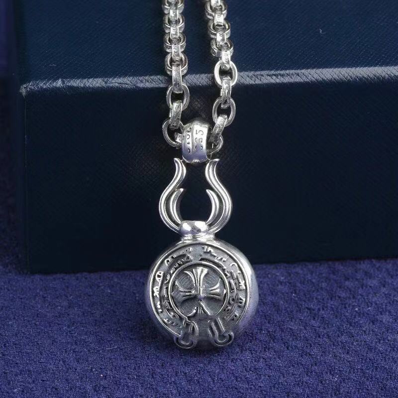 

925CH personality gourd cross punk sterling silver necklace men pendant vintage sterling silver necklace women