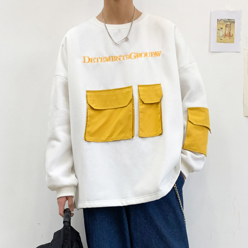 

2021 New Spring New Fashion Male Hoodies in Work Done with Large Embroidered Tools Loose Around the Neck Free White 1LTA, Blue.