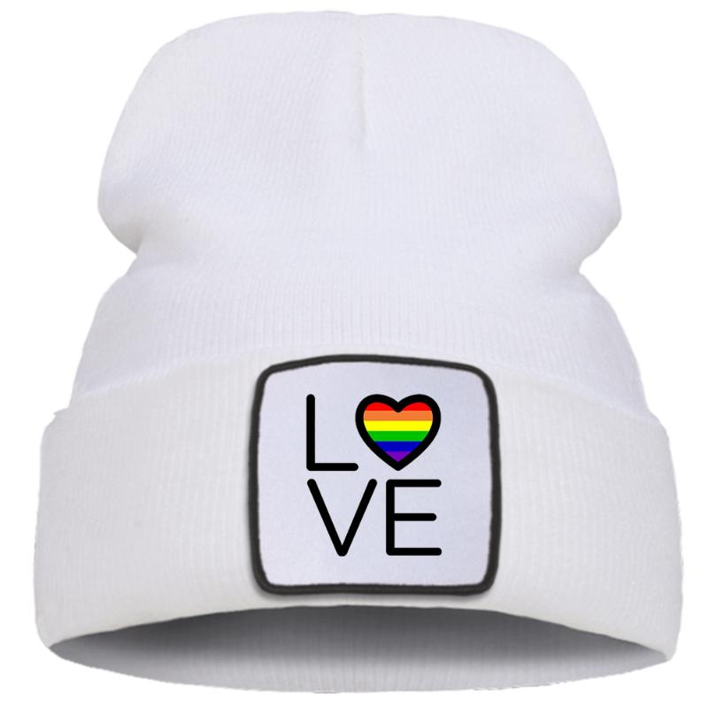 

Love Rainbow Bar Personalized Letter Print Men Winter Knitted Hat Casaual Warm Women Autumn Hats Harajuku Cotoon Cap For Girls