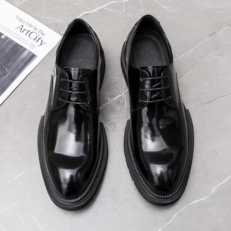 

Handsome2020 Men's Fashion Patent Leather Shoes and Atmospheric, European Style Comfortable Foot-keeping Single1, Black
