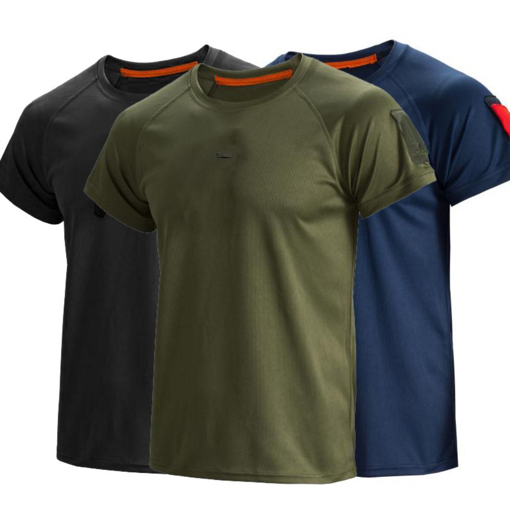 

Men Tactical Breathable Tshirt Military Polyester Quick Drying T-Shirts Army Short Sleeve Wear Resistant Tee Soldier Breathable, White