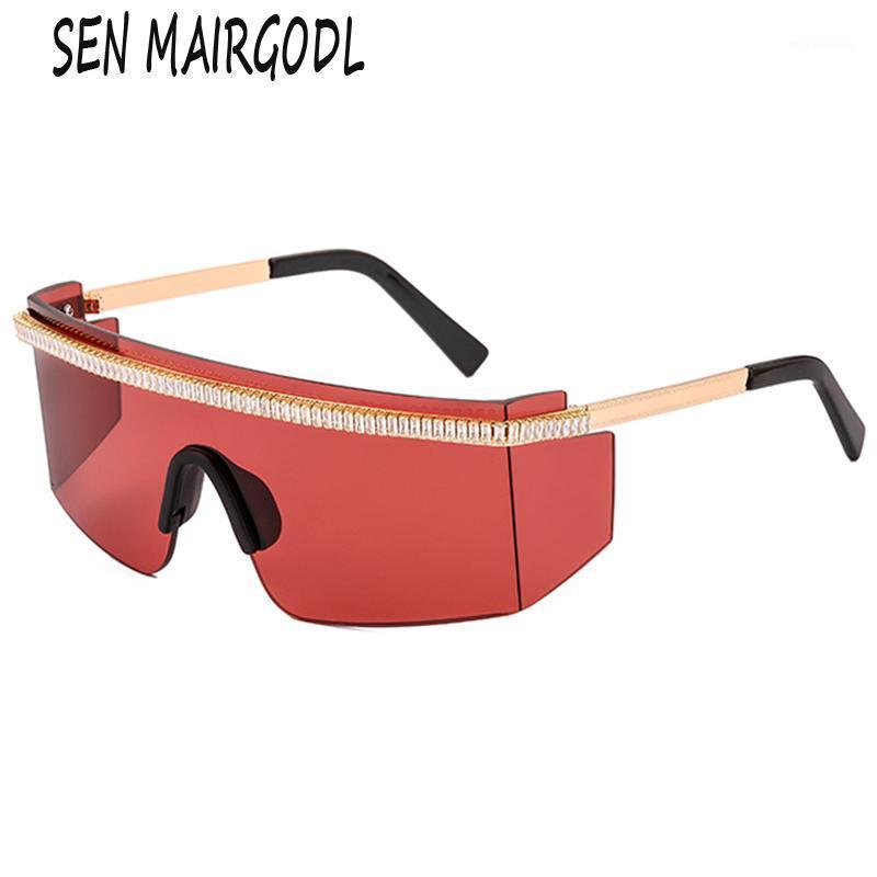 

Classic Oversized Frameless Sun glasses women men Diamond Decoration pink red Sunglasses Fashion Designer UV4001