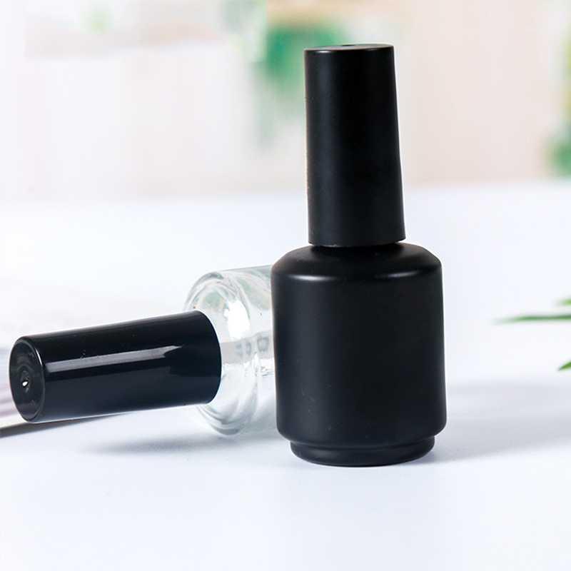 

200pcs/lot 15ml Matte Black, White Empty Nail Polish Glass Bottle Containers with Brush Cap1