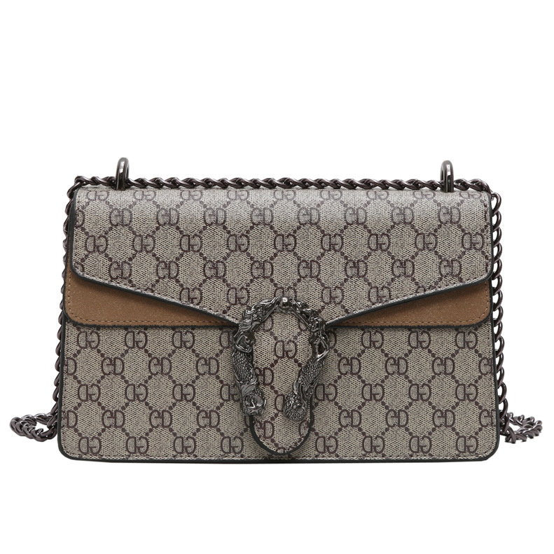 

Surrogate Shopping Small Square Bag Phoenix Wine God Bag Womens Classic Mini Chain Tiger Head Buckle Crossbody Shoulder Bag Womens, Apricot mini