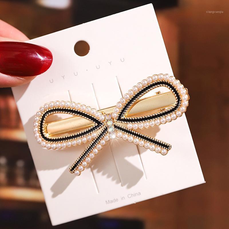 

H:HYDE Girl Women Elegant Luxury Crystals Pearls Bow Flower Hairpins Sweet Headband Hair Clips Barrettes Accessories &, Golden;silver