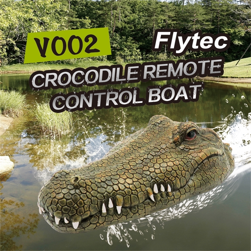 

Flytec V002 Simulation Crocodile Head RC Boat 2.4G Remote Control Electric Toys 15km/h Speed Crocodile Head Spoof Toy Y200413, Blue