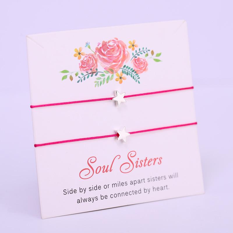 

A SET) Heart Star Soul Sisters Adjustable Bracelets Mother Daughter Best Friends Lover Women Girl Couple Fashion Jewelry