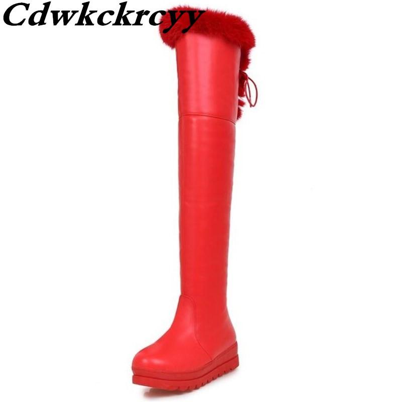 

sexy Lean leg Elastic force white Over the knee woman Boots winter Internal increase Keep warm High cylinder Maomo Snow boots