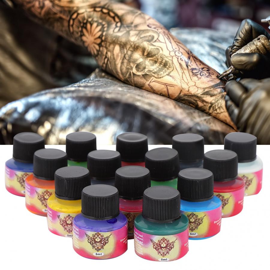 

Professional 14 Colors Tattoo Inks Set Long Lasting Tattoo Pigment Practice Ink Accessory Permanent Makeup Pigment