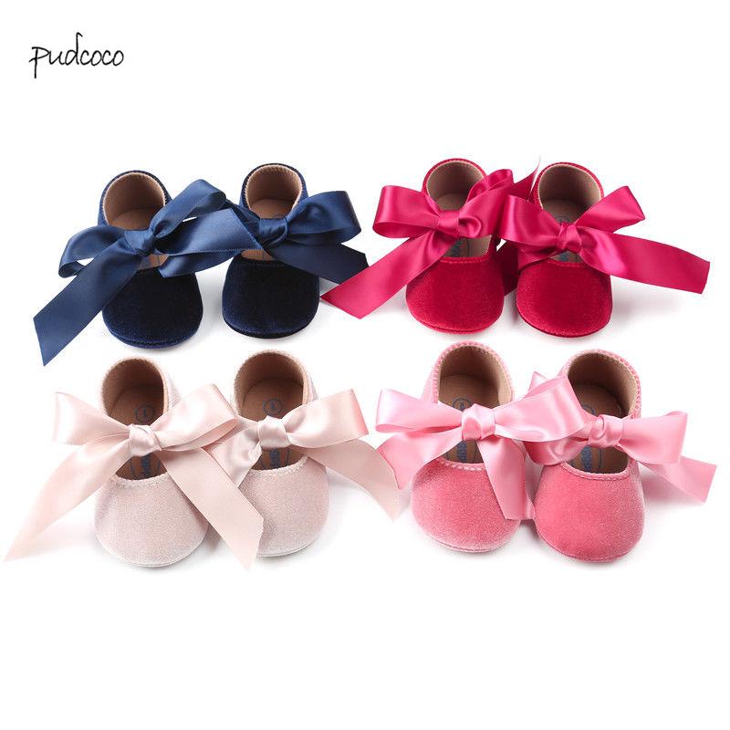 

Pudcoco Brand New Fashion Baby Girls Bowknot Soft Sole Princess Party Shoe Soft Shoes Flats Shoes, Blue