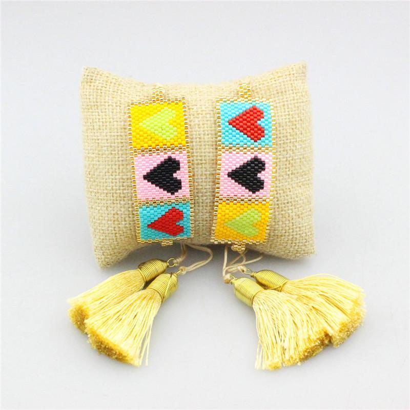 

adjustable 10pcs/lot Fashion miyuki seed bracelet,multi color heart shape charm tassel,delicate bracelet jewelry cheap wholesale1