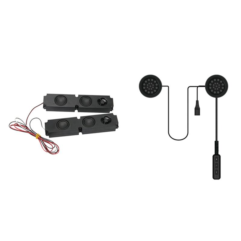

1 Pair 8OHM 10W Long Box Full Range Subwoofer Speaker & 1 Set MH01 Motor Bluetooth Headset Motorcycle Helmet Earphone, Black