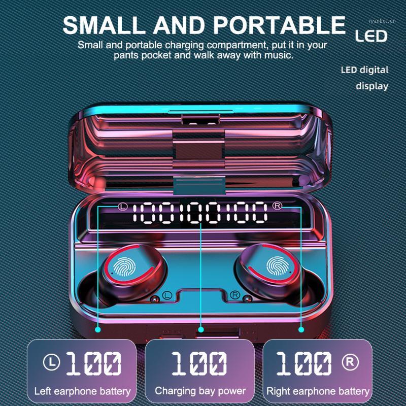 

Mini Stereo Earset TWS Voice Message Noise Reduction LED Power Digital Display with Charging Box Music Sport Bass1, Black