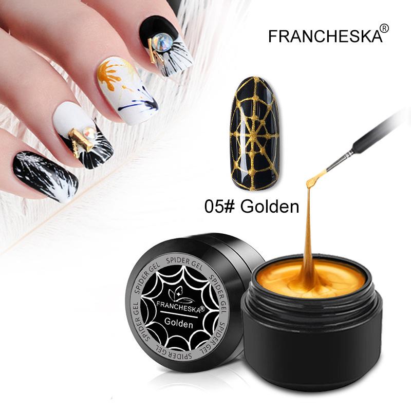 

Elastic Drawing Gel Spider UV Gel Purple Yellow White Mixed Colors Soak Off Nail Art Varnish Spider Stretch 8ml TSLM1, 01 black