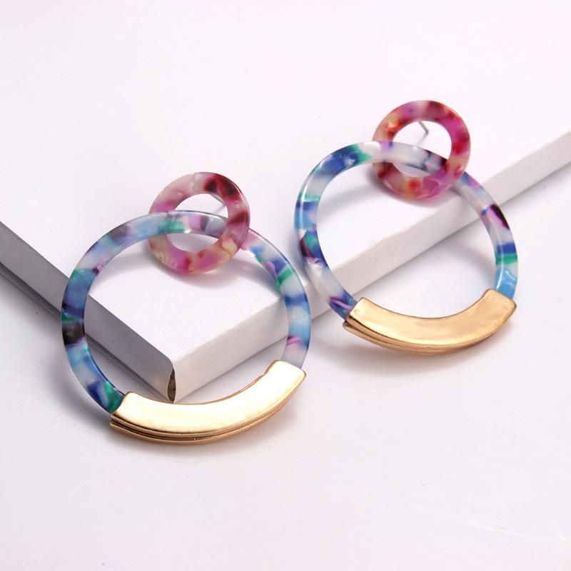 

Double Round Acrylic Metal Drop Earring For Women Trendy Geometric Bohemian Earring Statement Acetic Acid Jewelry Christmas Gift