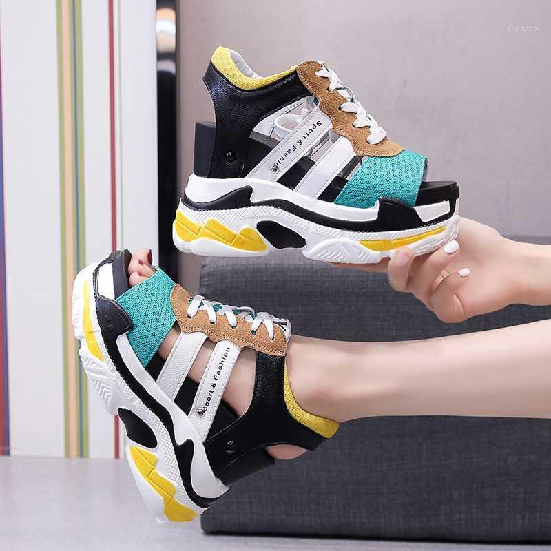 

Summer Women Platform Sandals Fashion Luxury Designers Chunky Sandal Lace Up Sport 11cm Super High Casual Wedge Shoes For Woman1, Red