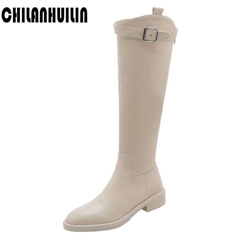 

brand boots winter dress outdoor shoes women knee-high boots genuine leather+pu round toe autumn shoes high heels woman, Beige