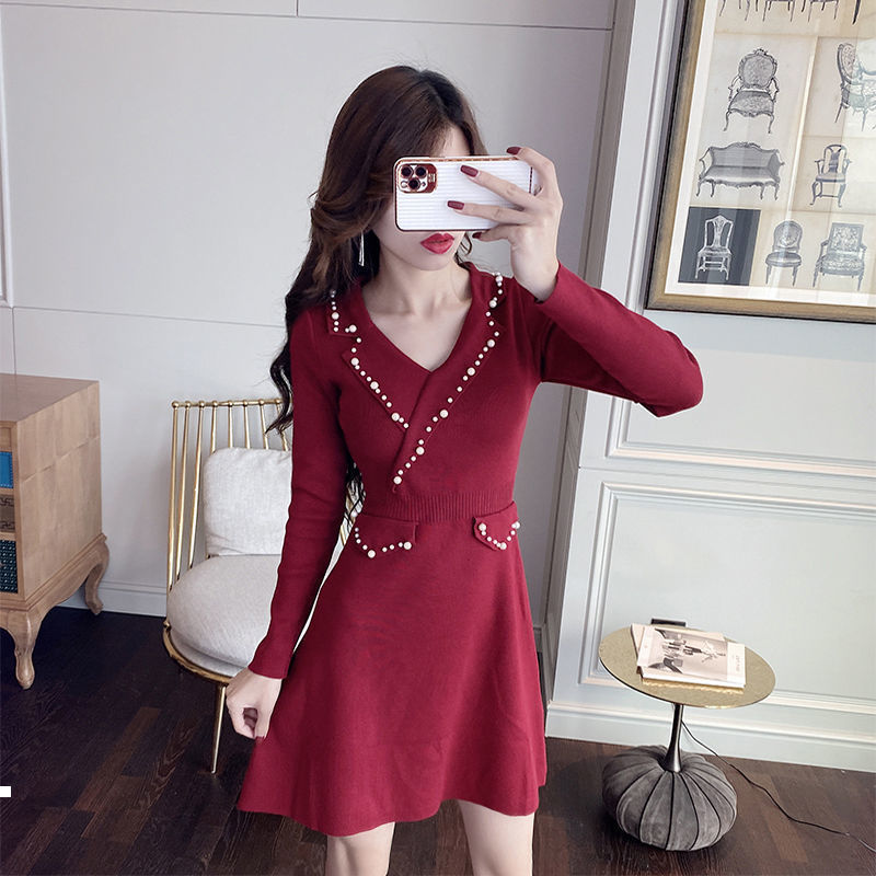 

New Female 2021 fashion Autumn solid color sexy low-sleeve long sleeves elegant ladies knit-in-law nightgown y280 O3EM, Unkjiuhongseunk