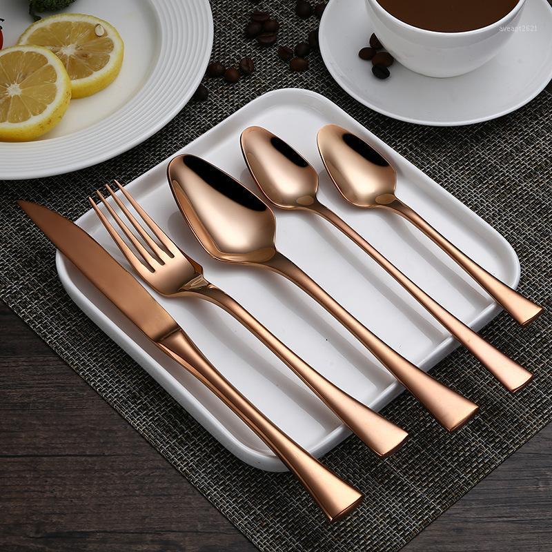 

5pcs set, golden stainless steel hotel tableware, metal flatware set, european dinner cutlery knife, dinning fork and spoon set1