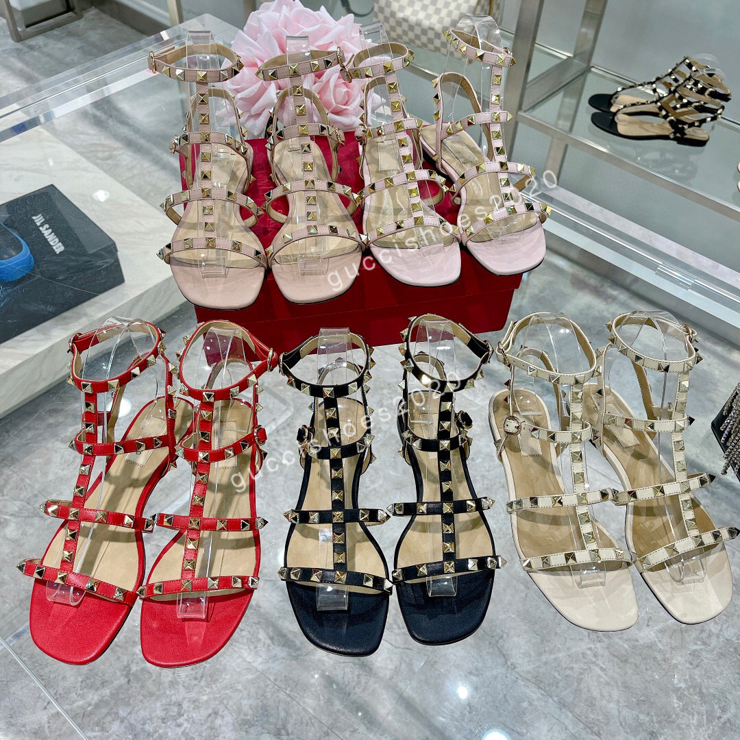 

fashion Designer Studs Patent Leather rivets Sandals Women Genuine Leather Studded Strappy Dress Shoes high heel Shoes size35-42, 03