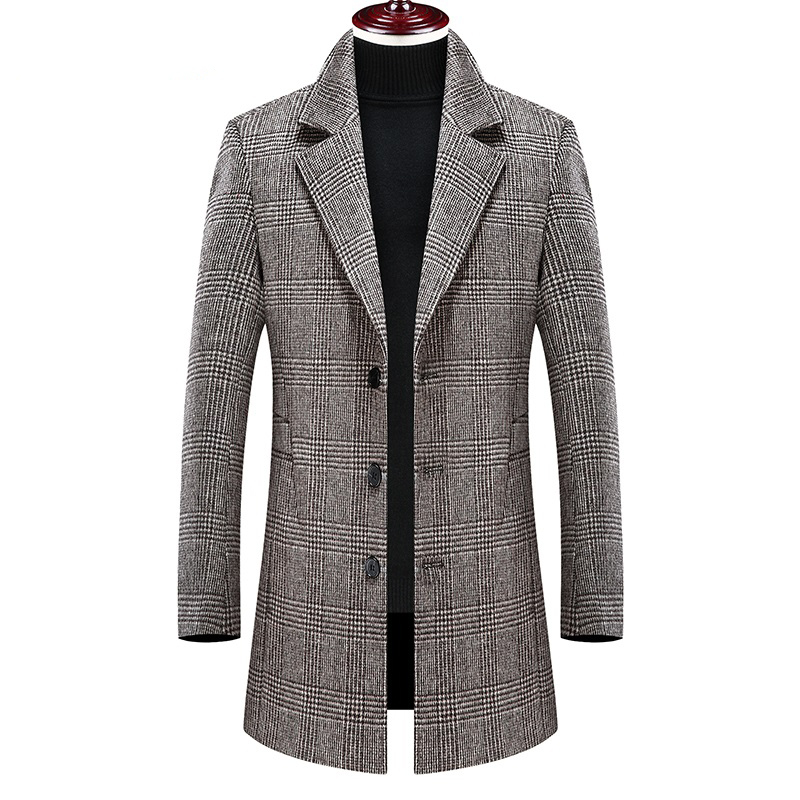 

2021 New Arrival Winter High Quality Plaid Trench Coat Men,men's Wool Casual Jackets,plus-size -4xl 8a9x, Gray
