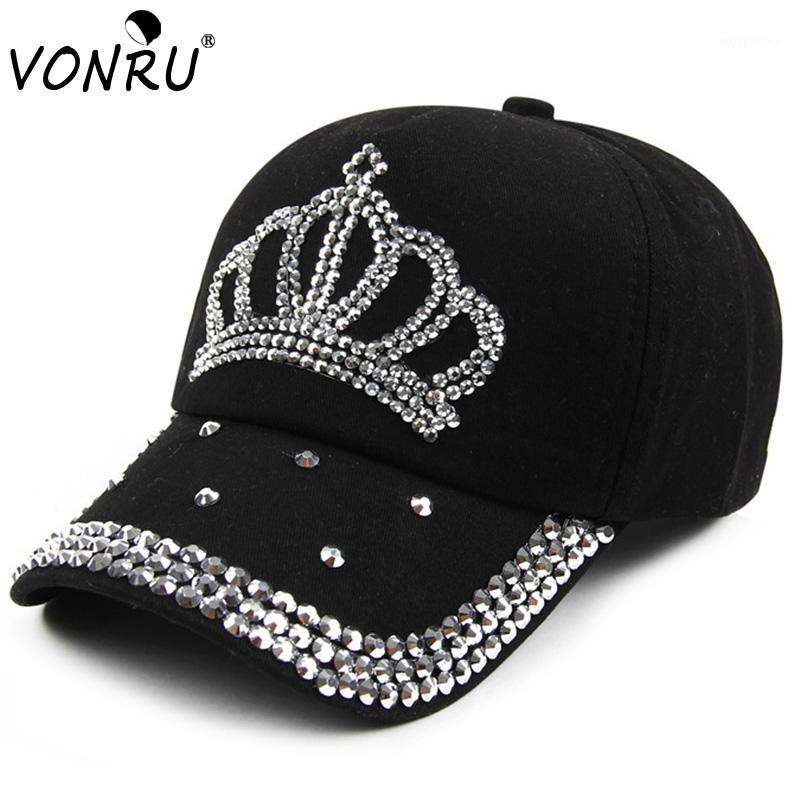 

Wholesale- VONRU New Crown Rhinestone Baseball Caps Fashion Jean Hat Hip Hop Women Denim Baseball Cap Sun Hat1, Color 1