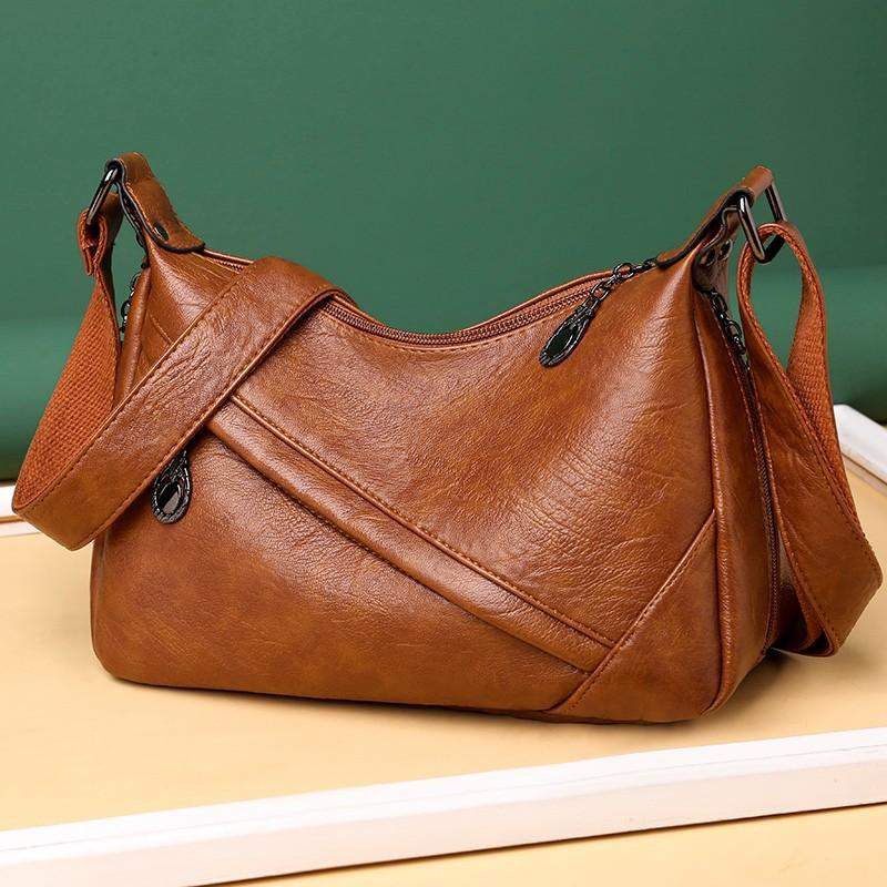 

Women's Bags 2021 Fashion All-match Women's Large-capacity One-shoulder Messenger Bag High-quality Casual Soft Leather Satchel, Black
