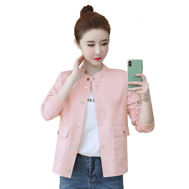 

2021 New Spring Autumn Only Breasted Outwear Feminine Fashion Uniform Baseball Women' Jacket 8P6R, Pink.