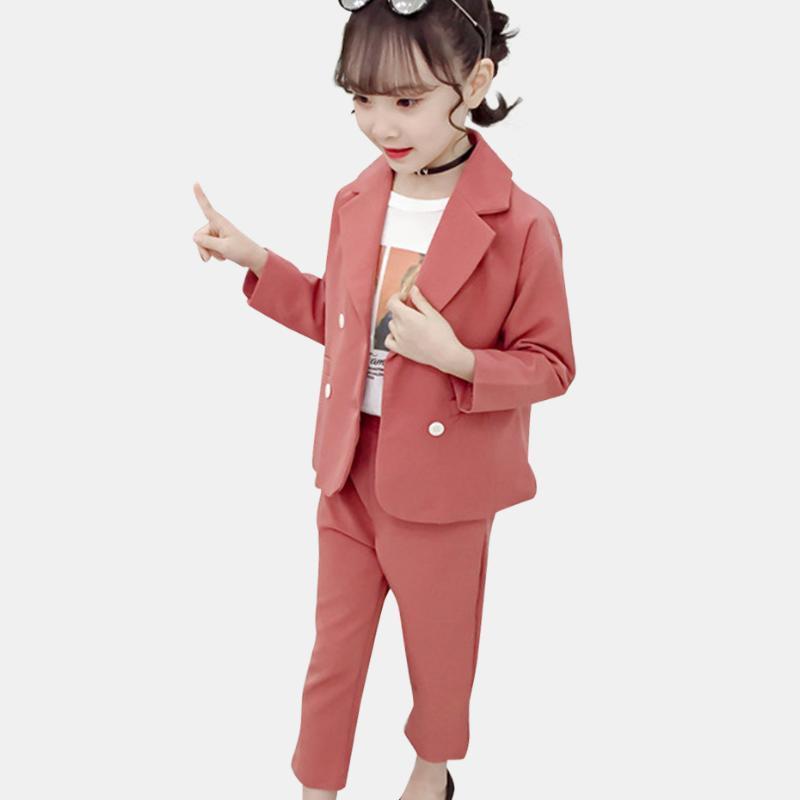 

Clothes For Girls Solid Jacket + Pants 2PCS Kids Clothes Girls Spring Autumn Children's Suit Set 6 8 10 12 14 Year1, As picture