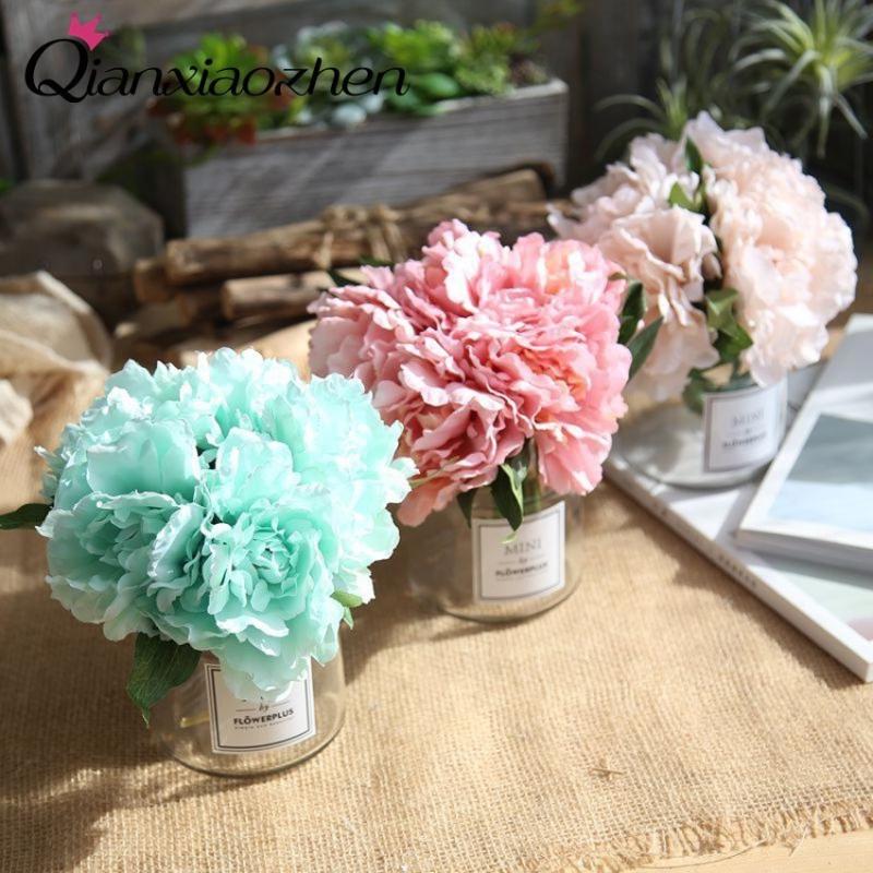 

Qianxiaozhen Peony Flower Artificial Flowers For Wedding Fake Flowers Bouquet Wedding Home Decoration