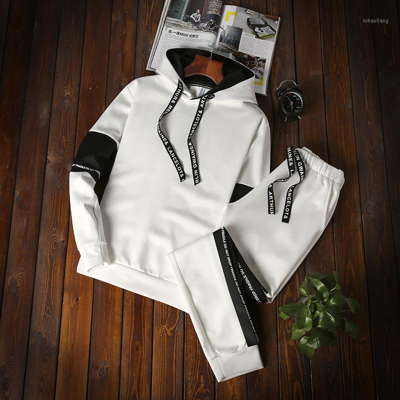 

Plus Size -4XL Men Spring Autumn Clothing Set 2018 New Fashion Casual Male Suits Hoodie + Pants Clothes Sets Tracksuits1, Black