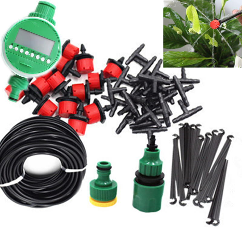 

25m DIY Micro Drip Irrigation System Plant Self Automatic Watering Timer Garden Hose Kits With Adjustable Dripper BH06 Y200106, 25m tubing