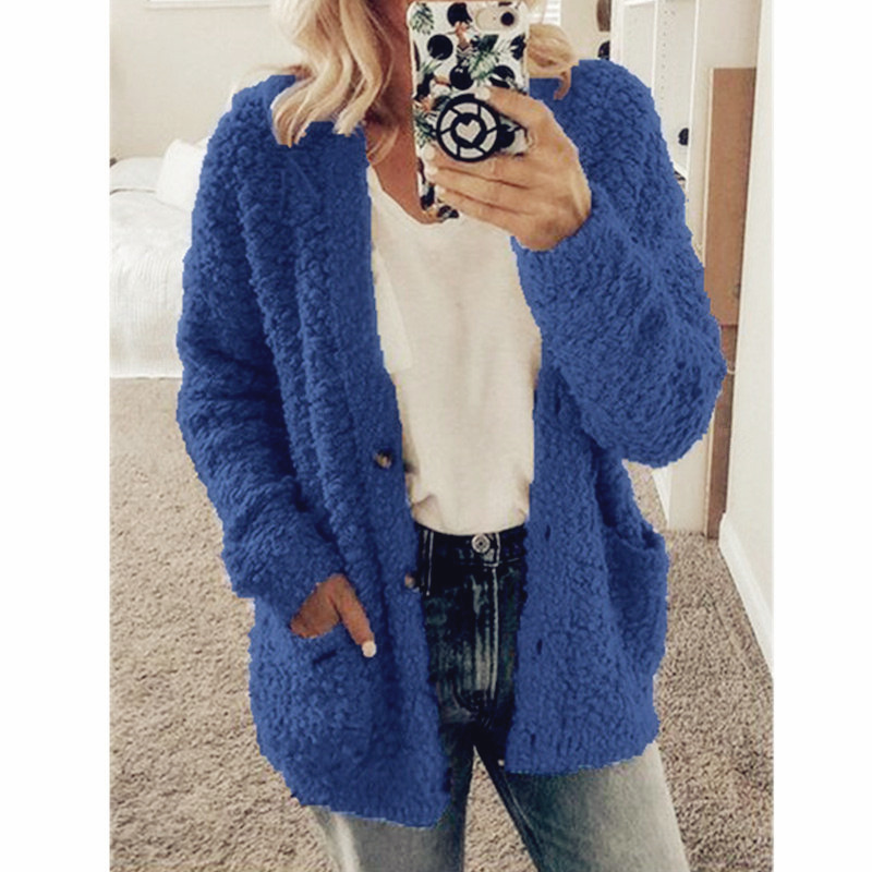 

Fall/Winter Hot-Selling Europe and America Cross Border Foreign Trade Womens Clothing Wool Velvet Jacket plus Size Tops, Black