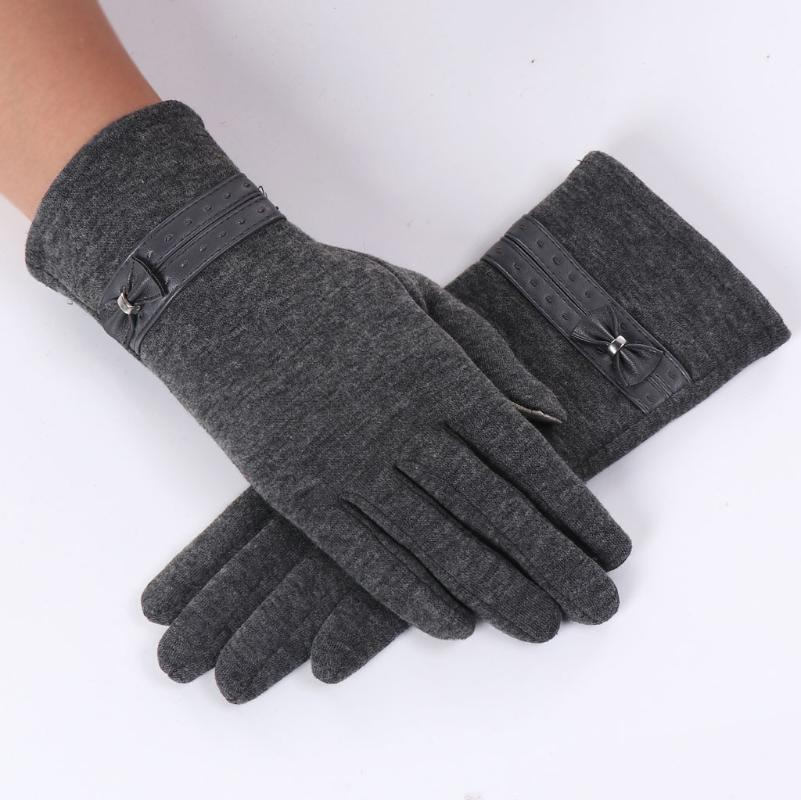 

Winter Gloves Women Ladies Cotton Fleece Elegent Windproof Outdoors Autumn Warmer Bowknot Gloves Thicken Solid Mittens 920