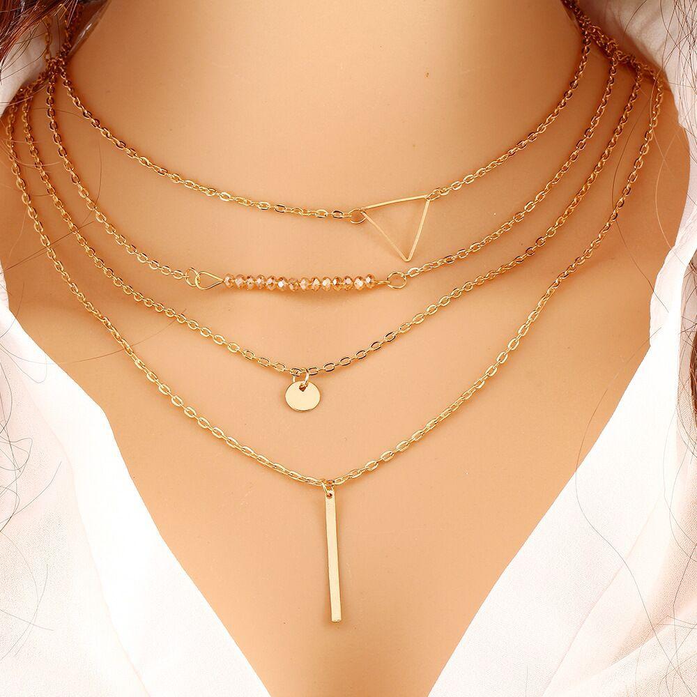 

Choker Necklaces Boho Pearls Long Necklaces For Women Men Beads String Tassel Metal Bar Layered Gold Chain Necklace