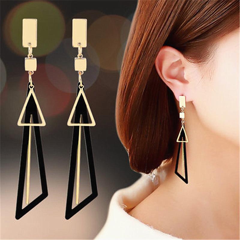 

Korean Triangle Long Tassel Drop Earrings Geometric Square Earrings For Women Fashion Jewelry Oorbellen Brincos Aretes De Mujer