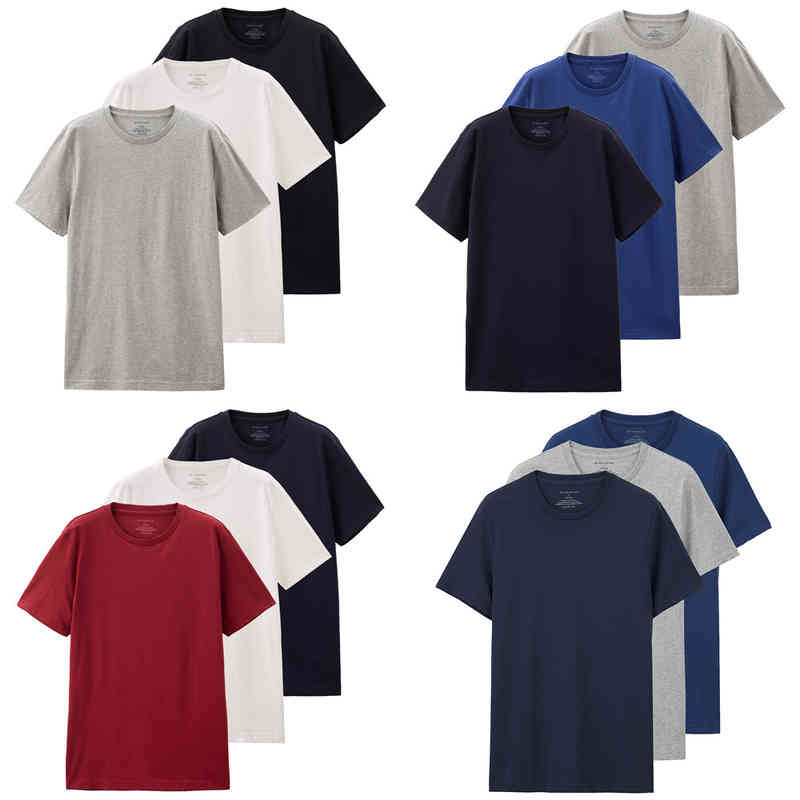 

Men' T-shirt Polo Shirt Men t Shirt Cotton Short Sleeve 3 Pack Tshirt Solid Tee Summer Beathable Male Tops Clothing Camiseta Masculina 01245504 220301, 52white