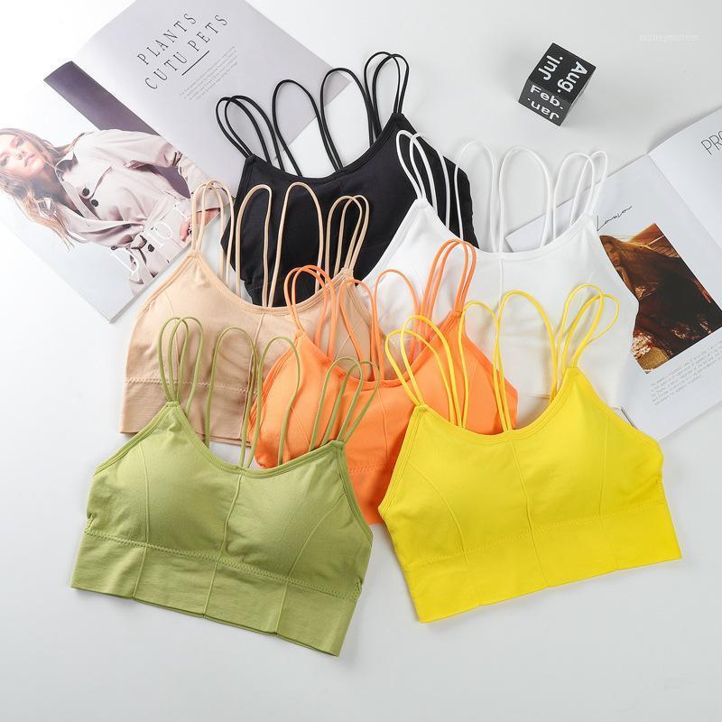 

Hot Selling Kaka Celebrity Style Sexy Cross-Back Wrap-Around Non-Steel Ring Comfortable Elasticity Seamless Camisole Lingerie1, Orange