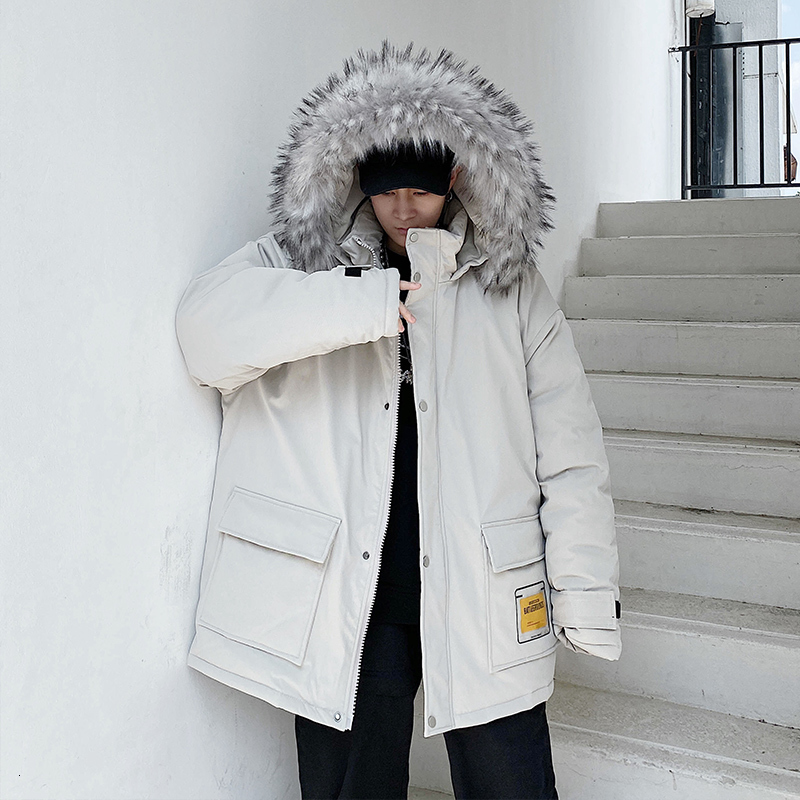 

2021 New Parka Windbreaker Fleece Thick Warm Fur Coats Hooded Overcoats Men's Winter Jacket Clothing X3dn, Black