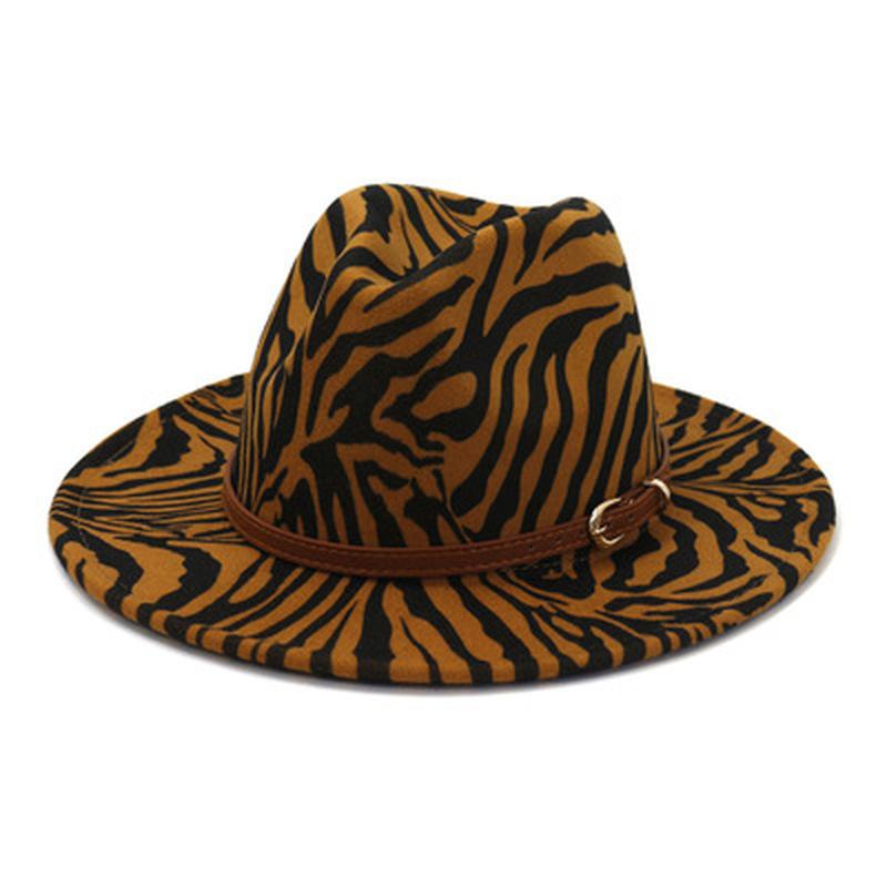 

women hats fedora zabra print fedora hat wide brim band belt casual outdoor fascinator luxury black white striped men women hats