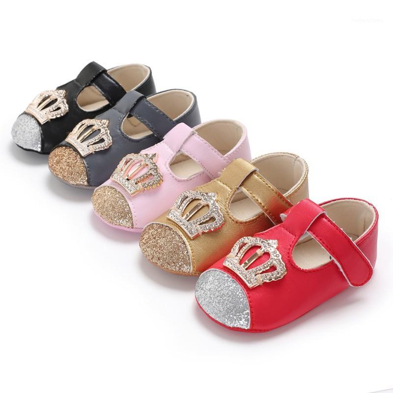 

Baby Shoes Spring Autumn Newborn Baby Girl Princess Shoes PU Crown Bling Fashion Princess First Walker PU1, 90r
