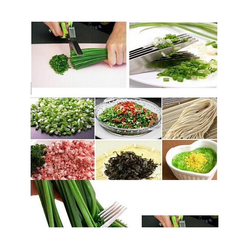 

Stainless Steel Cooking Tools Kitchen Accessories Knives 5 Layers Scissors Sushi Shredded Scallion Cut jllsPy dh_niceshop